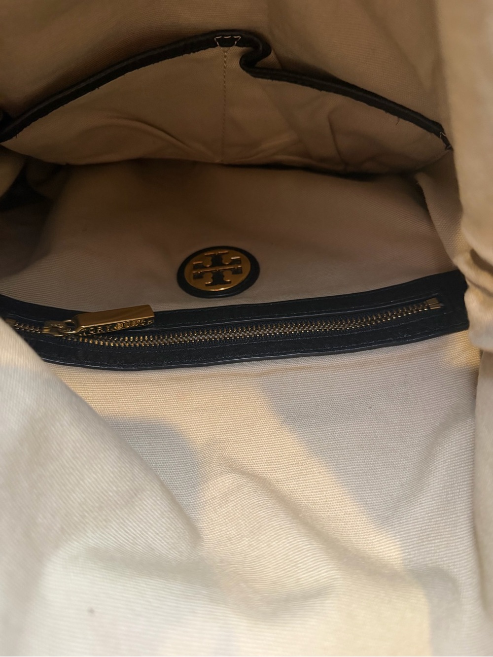 Tory Burch Black Leather Shoulder Bag Gold tone Logo Crossbody Handbag - Picture 7 of 14
